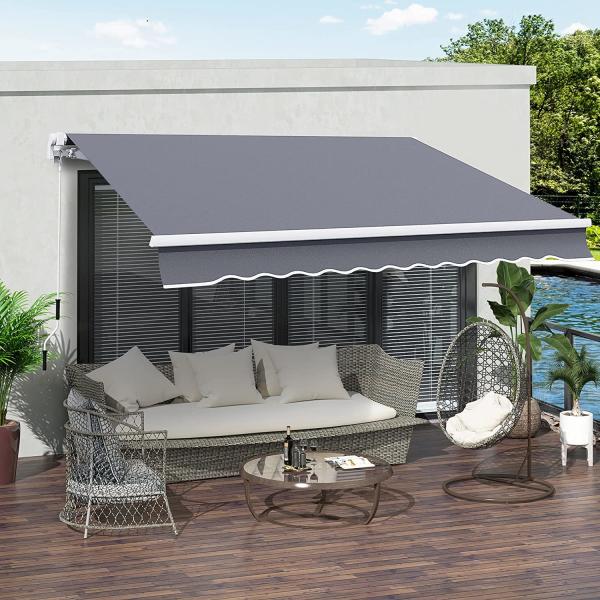 Buy Patio Awning Retractable Awning Outdoor Canopy with Crank Handle and Water-Resistant Polyester for Courtyard at wholesale prices