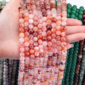 Healing Energy Red Fire Quartz Round Semi Precious Gemstone Beads