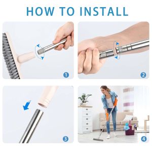 V Shaped Bristles Floor Scrub Brush With Long Handle