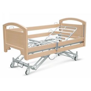 Enameled Steel Structure Nursing Home Beds With Collapsible Side Rails