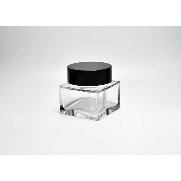 Wholesale Quadrate 3.3OZ 100ml Luxury Square Flint Heavy Glass Cosmetic Jar With Lids,Cosmetic Containers For Skin Care