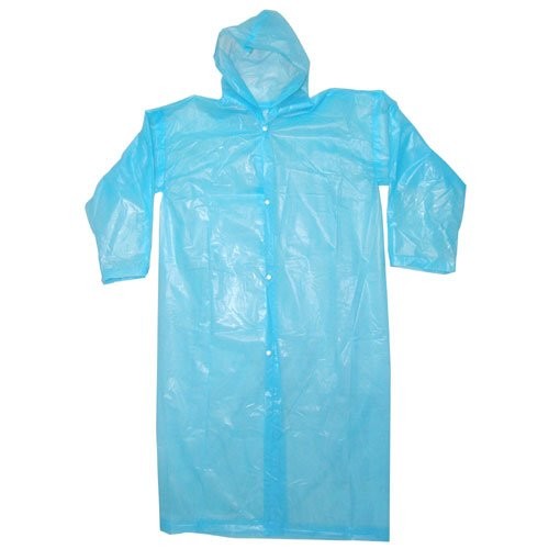 Buy Disposable Lab Coats Plastic Rain Ponchos With Hood / Buttons at wholesale prices
