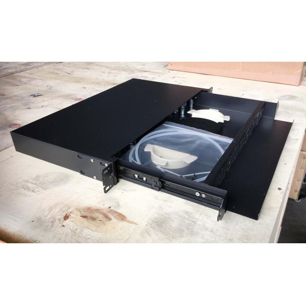 12 Ports 19 Inch Rack Mount Fiber Optic Patch Panel with Drawer Sliding 485x300x1U Design