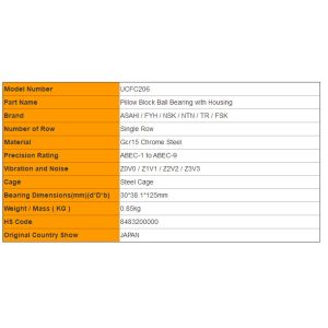 Cheap Price JAPAN ASAHI Pillow Block Ball Bearings with Housing UCFC206