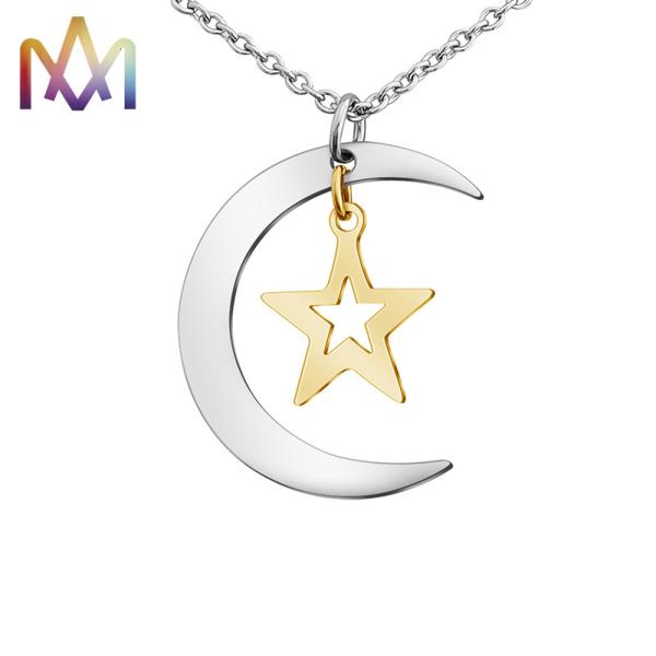 Buy Engravable SS Moon And Star Pendant Necklace For Women at wholesale prices