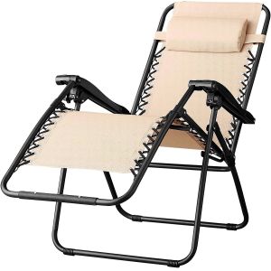 Outdoor Textilene Adjustable Zero Gravity Folding Reclining Lounge Chair With