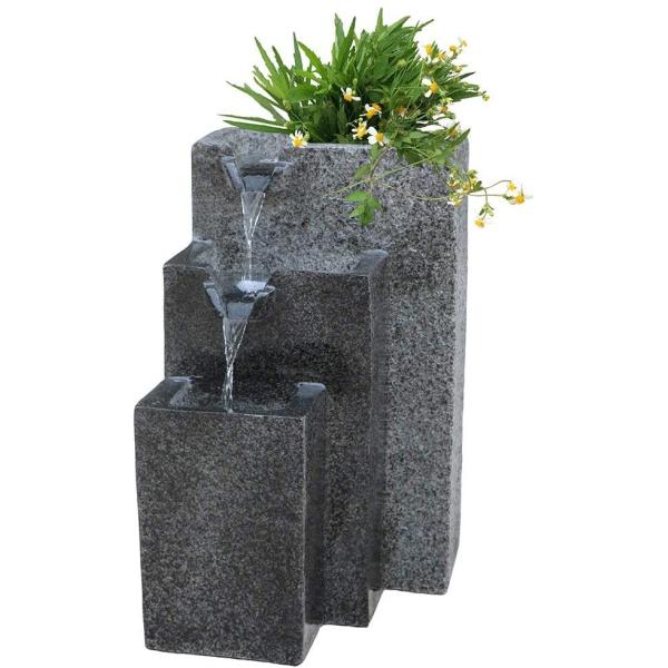 Buy Rock Cast Stone Water Fountain with LED Lights Three Tier  with Low Splash Design for Garden/Patio/Balcony at wholesale prices