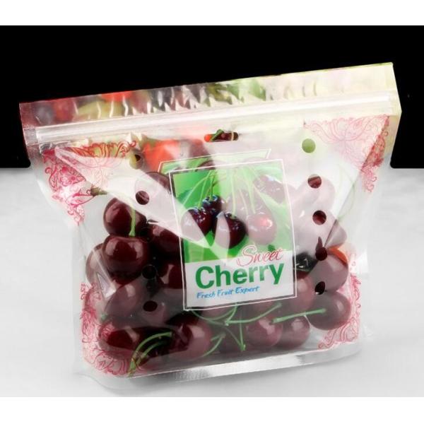 Custom Design Plastic Fruit Fresh Bags With Handle Venting Hole Gravure Printing