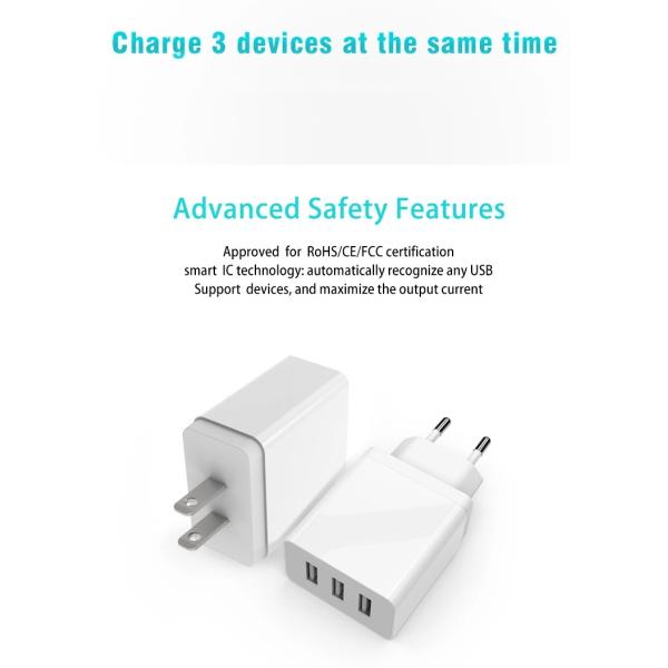 Multiport 3.6A Fast Wall Charger Plug European Qualcomm 3.0 For Iphone