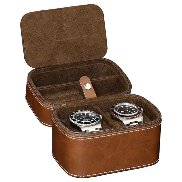 TWO WATCH COLLECTION JEWELRY BOX CROSS-BORDER STRAP STORAGE COWHIDE WATCH BOX JEWELRY BOX PORTABLE