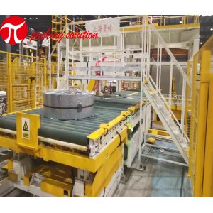 Stretch Film Steel Coil Wrapping Line ID 508mm Labor Saving