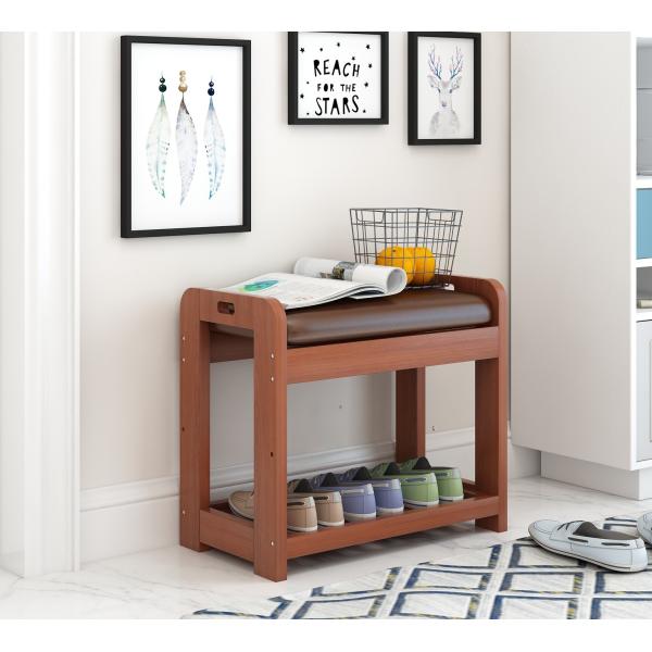 Buy OEM Entryway Wood Small Shoe Bench With Cushion 2 Tier at wholesale prices