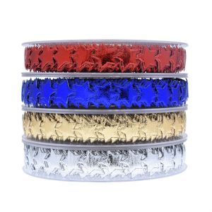 15mm*15m Ultrasonic Star Wired Ribbon Plain Pattern Jacquard Ribbon