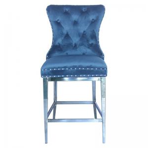 China Romantic Blue Color Bar Chair High Back Heavy Base on sale