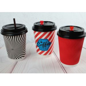 Red / Black Personalized Insulated Paper Cups Custom Disposable Coffee Cups