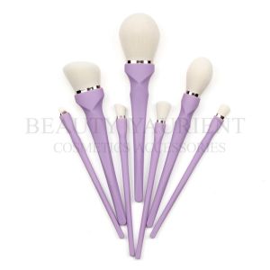 Purple PBT Synthetic Hair 7Piece Face Makeup Brush Set For Blending Highlighter