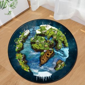 Planet Round Area Rugs Machine Washable Gaming Chair Rug