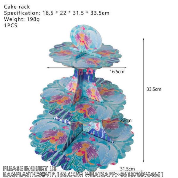 Party Supplies Set Mermaid Series Tableware Banner Mask Decoration Cake Topper Gift Bag Kids Paper Toy Birthday