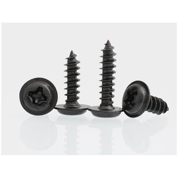 DIN968 Black Oxide Steel Phillips Drive Pan Head Tapping Screw with Collar Flanged Pointed Screws