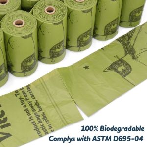100% Biodegradable Dog Waste Bags Refill Rolls With Dispenser Customization