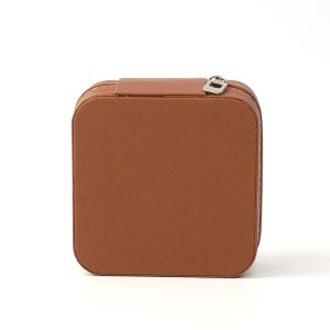 Small Leather Brown Jewelry Organizer Travel Case Jewelry Storage Box