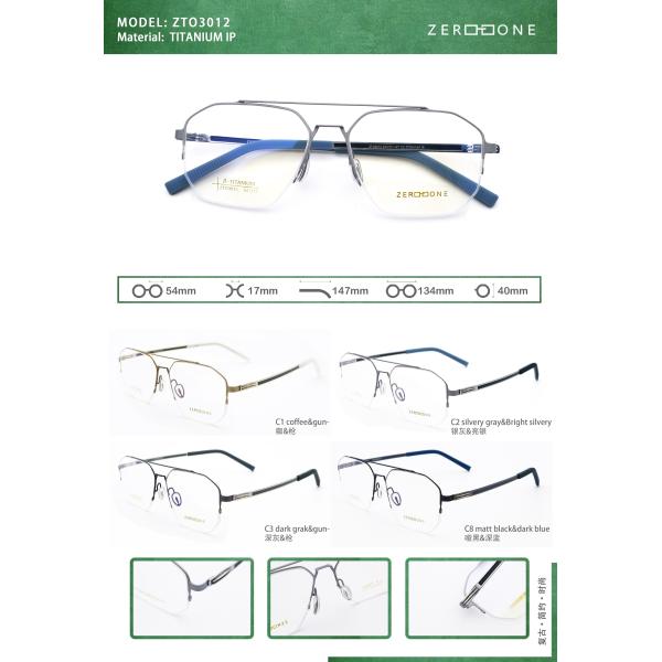 Trendy And Ergonomic Beta Titanium Glasses Lightweight ZTO 3012