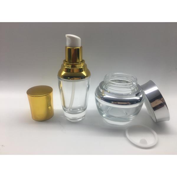 Skin Care Pump Empty Glass Bottles With Lids Silk Printing Hot Stamping