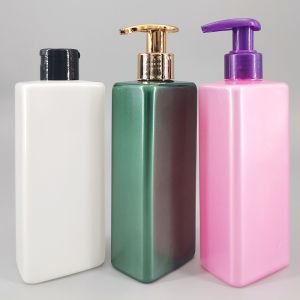 White 8.45oz 250ml PET Square Shampoo Pump Bottles