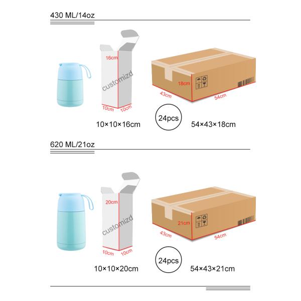 430ML 620ML Airtight Vacuum Food Container Safe And Healthy Stainless Steel Food Jar With Handle