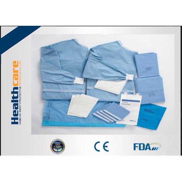 Non Woven PU Film Disposable Surgical Packs Brain Surgery Set With Adhesive /