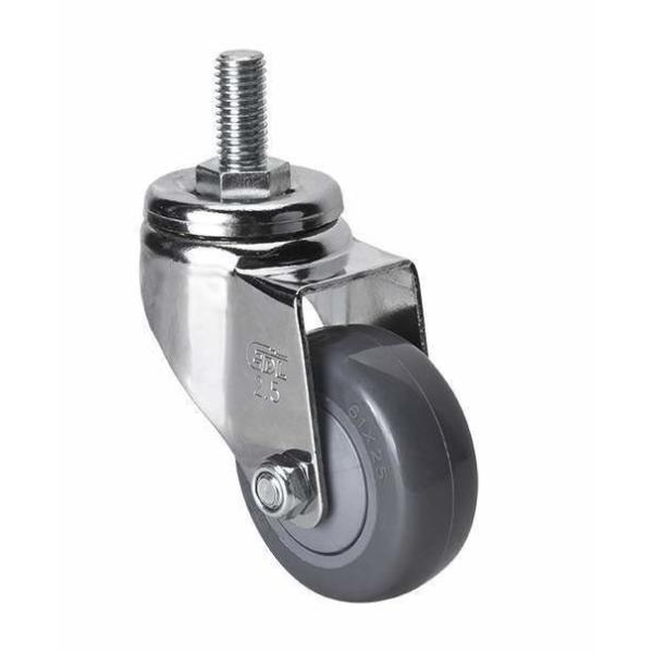 PU Wheel Material Chrome Plated Edl Chrome 2.5" 80kg Threaded Swivel Caster