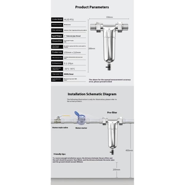 Automatic Whole House Spin Down Sediment Pre Water Filter for Well Water 4000LPH