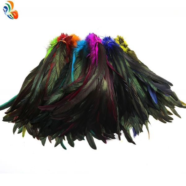 Unique Pattern Dyed feathers millinery supplies Rooster Tail Feather 8-10 inch