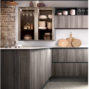 Melamine Finish Modern Modular Kitchen Cabinet L Shape Design