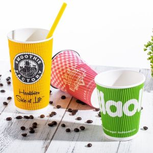 Double Pe Coated Take Away Coffee Cups Paper Ripple Wall Die - Cutting Handmake