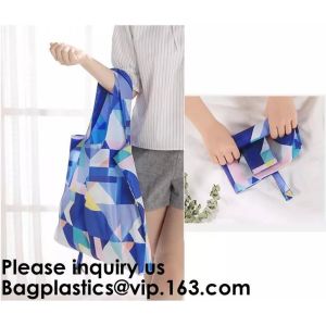Promotional Reusable Custom Design Colorful Polyester Folding Tote Shopping Bag
