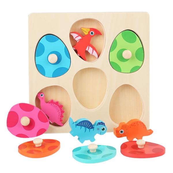 Buy Wooden Dinosaur Egg Cartoon Animal Hand Grab Board Early Education at wholesale prices