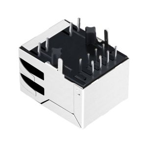 LPJ0011GDNL Cross Euni 203198 Rj45 8C8T 1x1 Integrated Magnetic LED Aligned