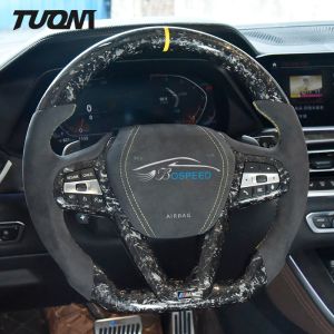 BMW Carbon Fiber Alcantara Steering Wheel Yellow Stitching Forged