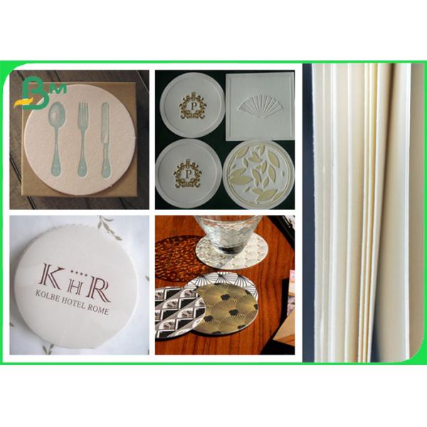 FSC / SGS Approved Natural White Absorbent Paper Sheets For Coasters 1.0mm 1.2mm Natural White Absorbent Paper Sheets For Coasters 1.0mm 1.2mm