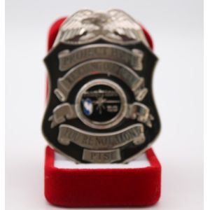 Black Painting Shinny Silver Plating Unique Shape police name badge