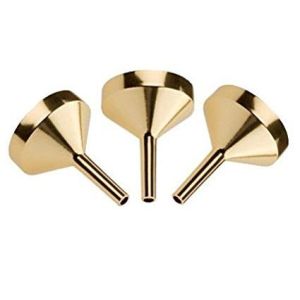 China Cosmetic Mini Metal Funnel , Aluminum Golden Mini Funnel For Perfume Liquid Oil Filling on sale