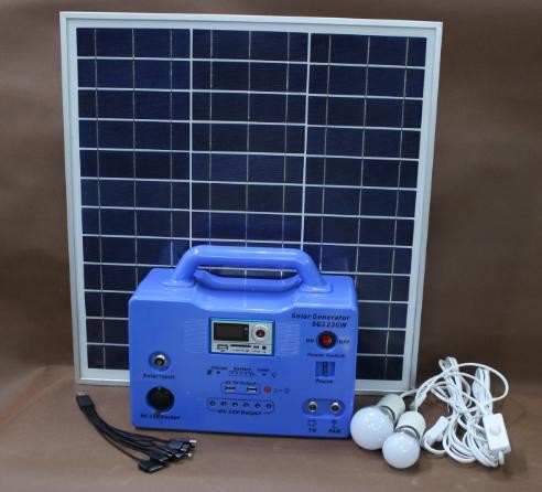 30W portable solar power system with radio, DC12V and USB output for solar home