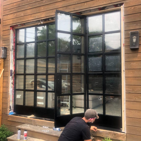 Hybrid Wood-Aluminum Folding Windows - Interior Oak Veneer