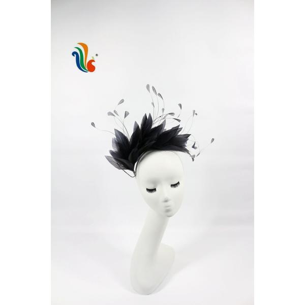 Goose Feather and Stripped Coque Flower Mount for Valentine's Day Party Decoration