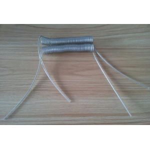 Coiled retractable tool lanyard w/lobester hooks light gray plastic coated