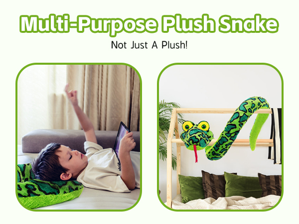 Wholesale MorisMos Giant Snake Stuffed Animal Stuffed Green Snake Plush Toy Kids Teens Snake Pillow Adults - Birthday Gifts