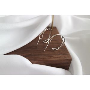 Lanciashow 925 Sterling Silver Jewellery Simple Interweave Twisted Hoop Earrings