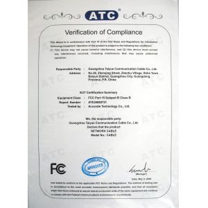 SHENZHEN XINTAIYUE COMMUNICATION CABLE CO.,LTD. Certifications