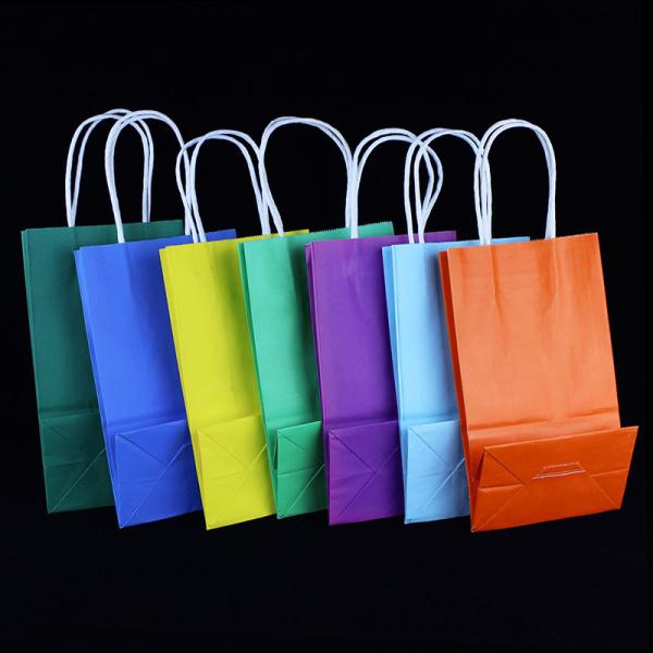 Recyclable Foil Lined Paper Bags With Handle Kraft Food Take Away Packing